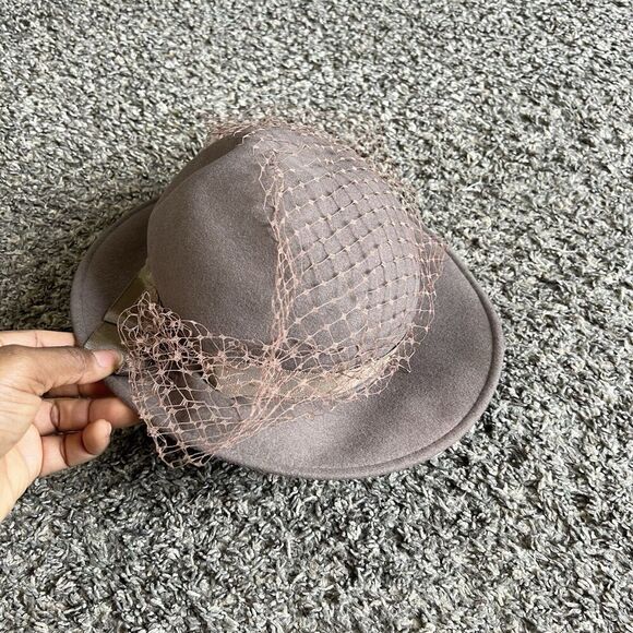 GEORGE Michael Howard WOMEN'S 100% Wool Front Face Hat Taupe Brown Vintage - Picture 8 of 9